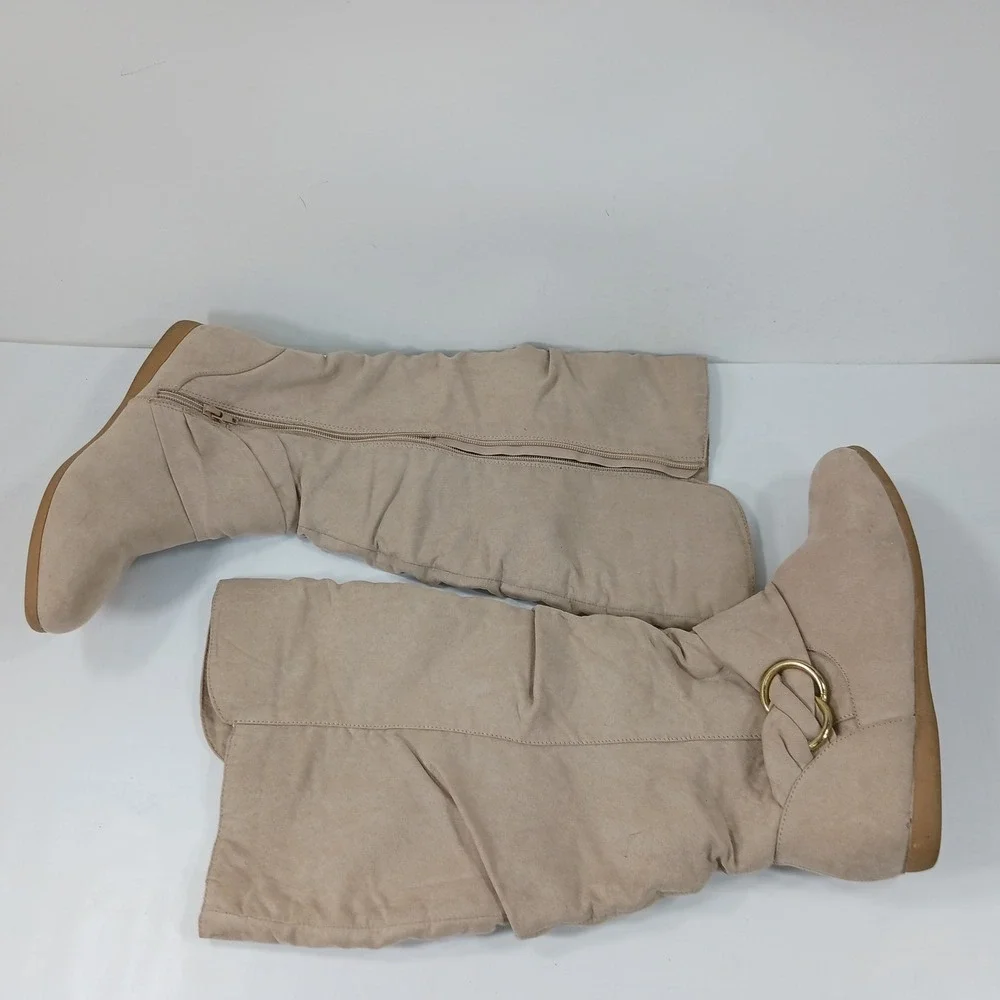 Cloudwalkers by Avenue Sasha Beige Faux Suede Slouchy Tall Boots 10W 205066